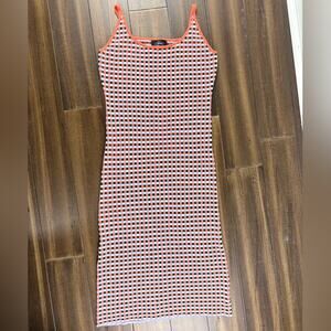 Cider size L Knit Checkered Sleeveless Dress, Spaghetti Straps Maxi BodyCon y2k